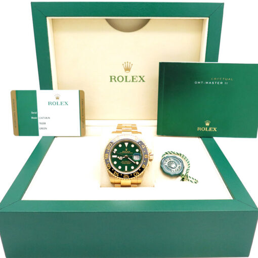 Alternative view of Rolex 116718LN GMT-Master II 18K Yellow Gold with Green Dial