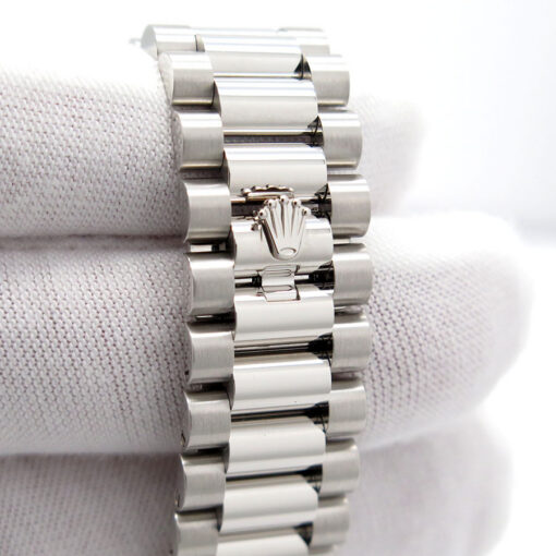 Rolex 128396TBR Platinum Day Date with Pave Diamond Dial / Baguette Diamond Bezel w/Rainbow Indices - Image 7